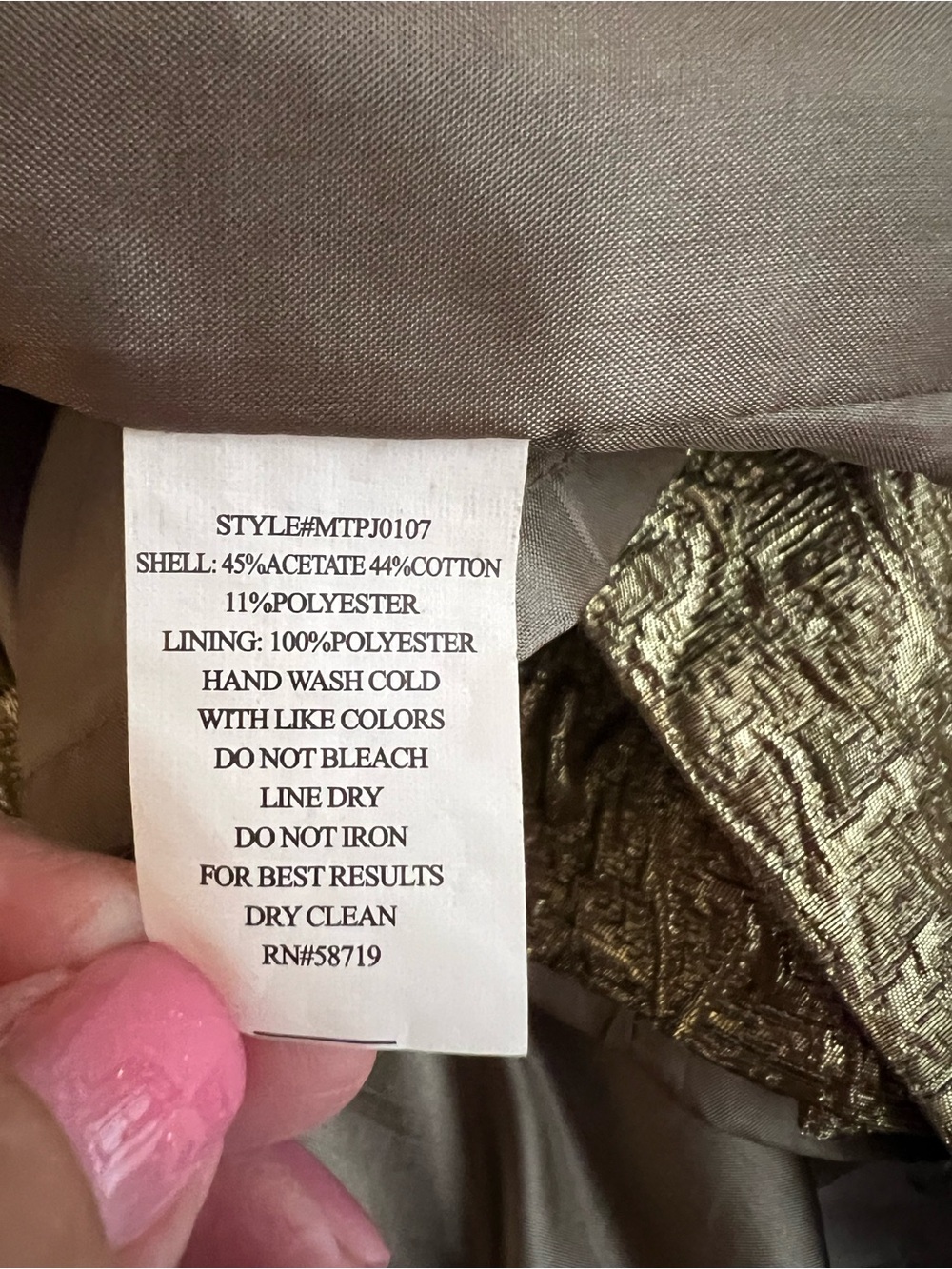 Elementz Gold Metallic Brocade Jacket Empire Waist Lined 3/4 Sleeve Size M - Picture 6 of 8